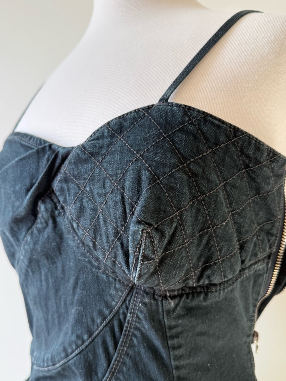 Vintage Diesel Denim Mini Dress | Asymmetrical Zip Detail | Y2K Grunge - Picture 5 of 16